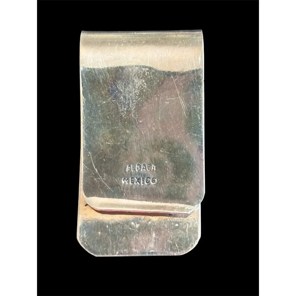 Vintage 1970’s Mexico Alpaca Abalone Inlay Money Clip Chieftain Profile